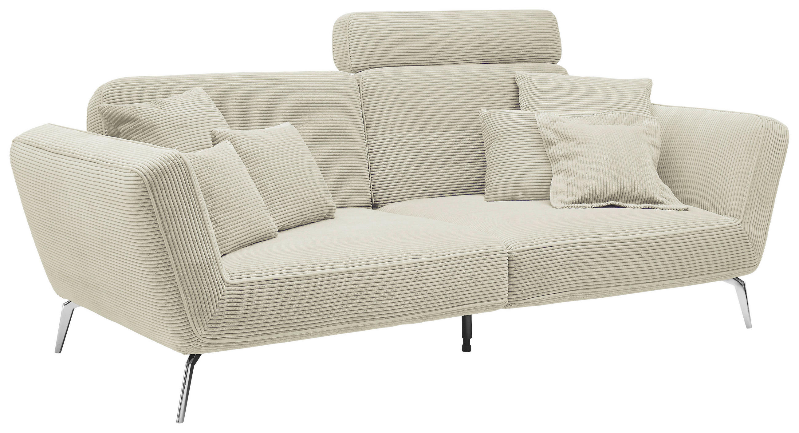 3-SITZER-SOFA Cord Creme  - Chromfarben/Creme, KONVENTIONELL, Kunststoff/Textil (260/90/125cm) - SetOne by Musterring