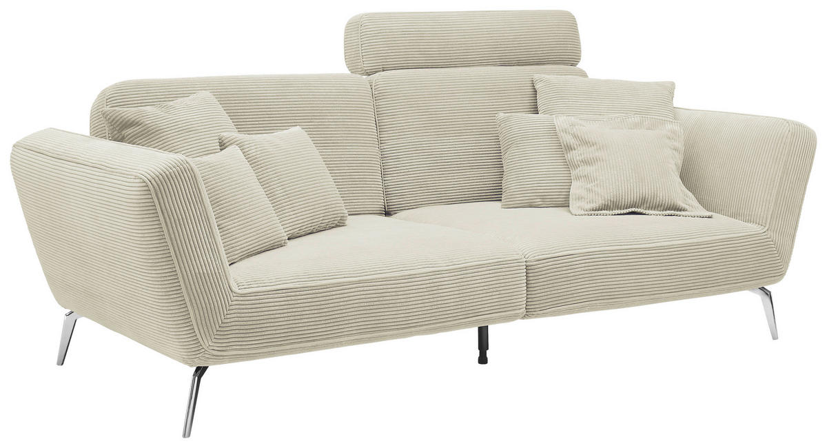 3-SITZER-SOFA Cord Creme  - Chromfarben/Creme, KONVENTIONELL, Kunststoff/Textil (260/90/125cm) - SetOne by Musterring