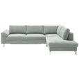 ECKSOFA in Velours Hellgrau  281/200 cm  - Chromfarben/Hellgrau, Design, Textil/Metall (281/200cm) - Hom`in