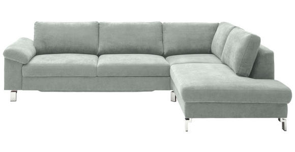 ECKSOFA in Velours Hellgrau  281/200 cm  - Chromfarben/Hellgrau, Design, Textil/Metall (281/200cm) - Hom`in