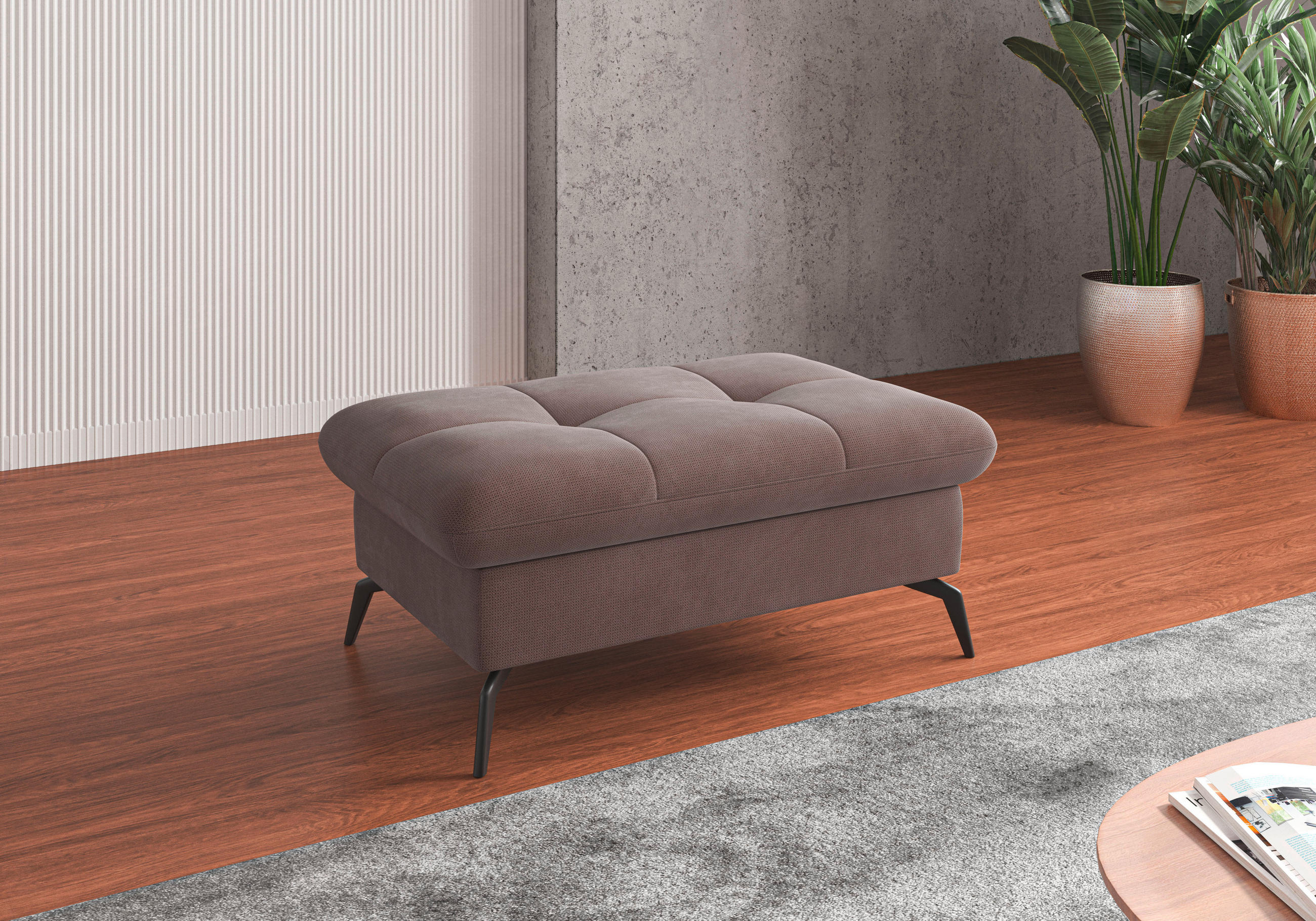 HOCKER in Textil Taupe  - Taupe/Schwarz, Konventionell, Textil/Metall (102/47/69cm) - Sit & More