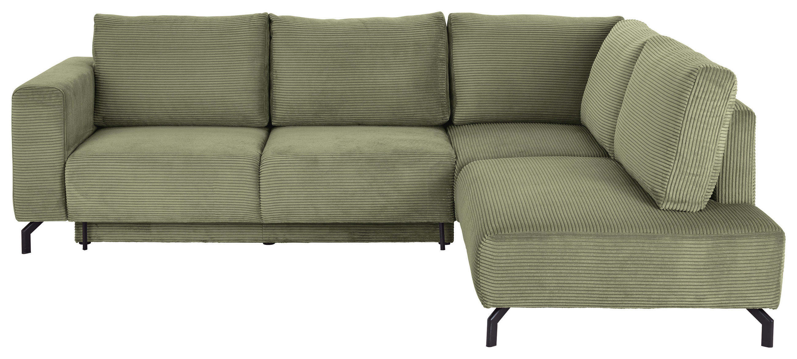 ECKSOFA Grün Cord  - Schwarz/Grün, MODERN, Textil (272/210cm) - P & B