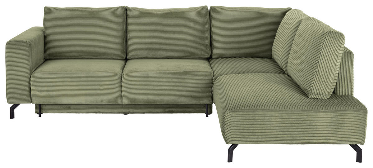ECKSOFA Grün Cord  - Schwarz/Grün, MODERN, Textil (272/210cm) - P & B