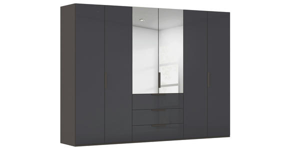 DREHTÜRENSCHRANK 301/235/61 cm,  in Graphitfarben, 6-türig  - Graphitfarben, Basics, Glas/Holzwerkstoff (301/235/61cm) - Novel