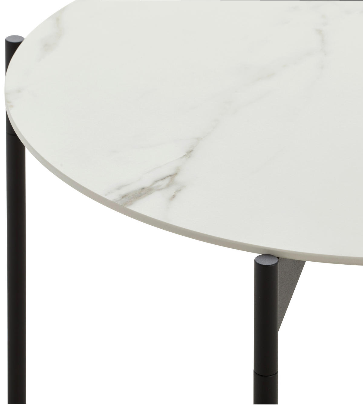 COUCHTISCH in Metall, Keramik 55/55/49 cm  - Creme/Schwarz, Design, Keramik/Metall (55/55/49cm) - Venjakob