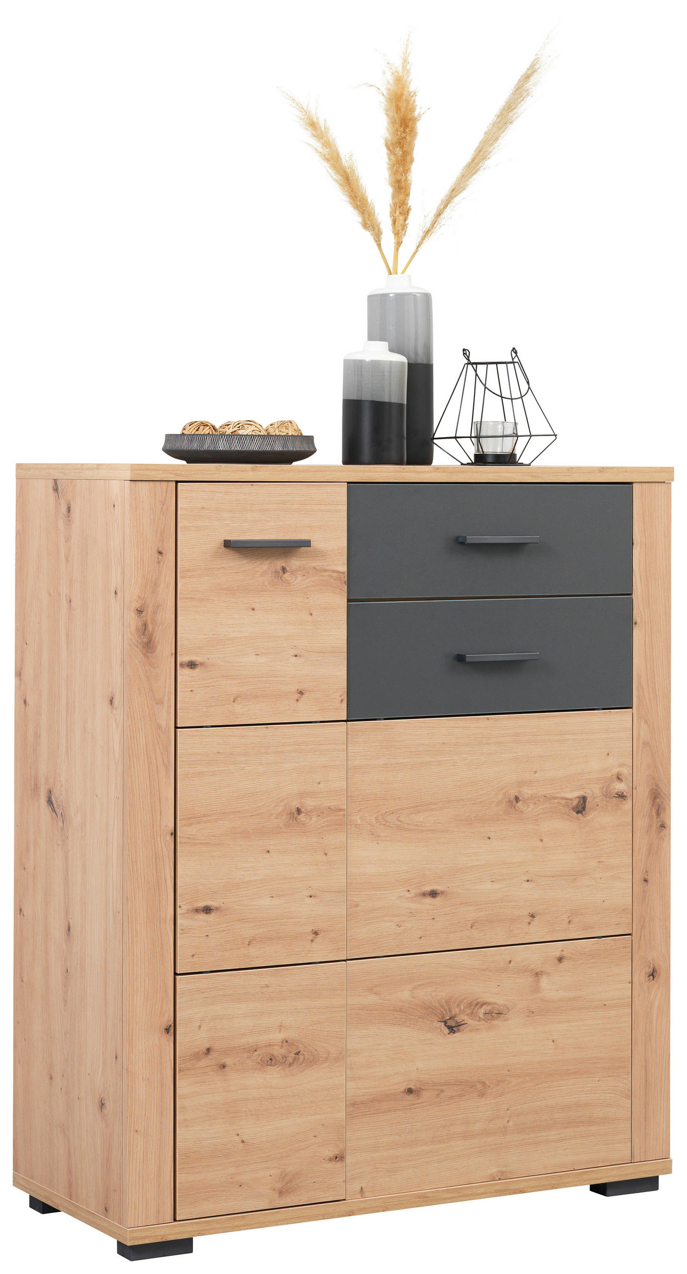 Xora SKRINKA NA TOPÁNKY, antracitová, farba duba, 85/105/38 cm