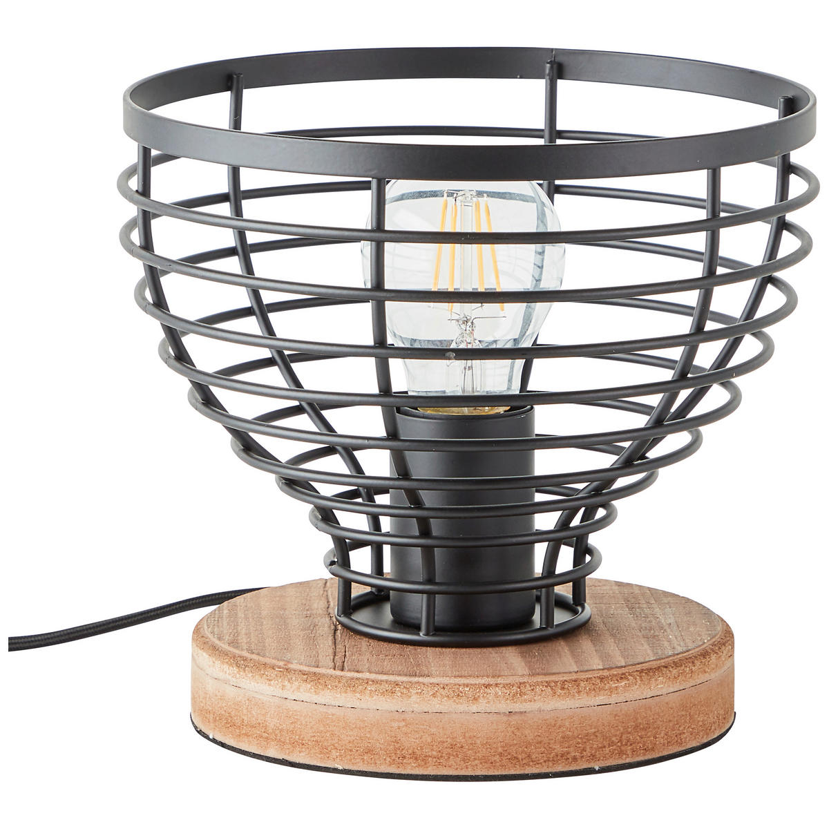 TISCHLEUCHTE Avia 20/18,5 cm   - Schwarz/Braun, Natur, Holz/Metall (20/18,5cm) - Brilliant