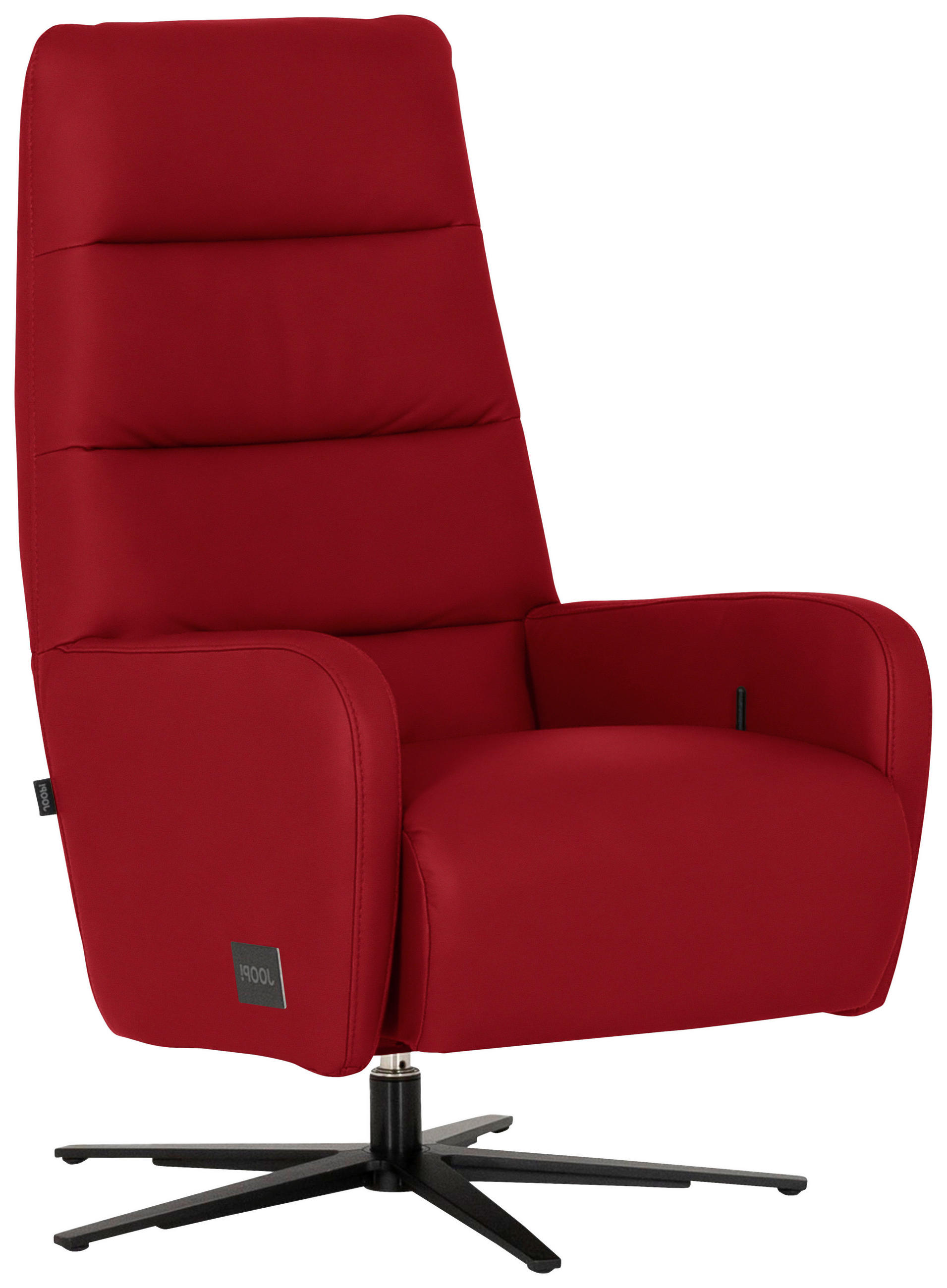 RELAXSESSEL in Leder Rot  - Rot/Schwarz, MODERN, Leder/Metall (66/110/83cm) - Joop!