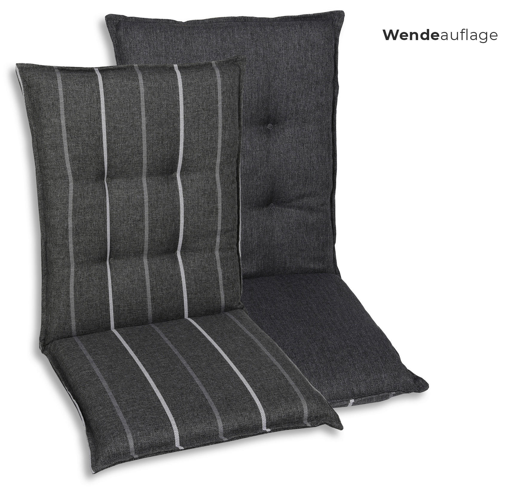SESSELAUFLAGENSET Streifen  - Anthrazit, Basics, Textil (50/7/108cm)