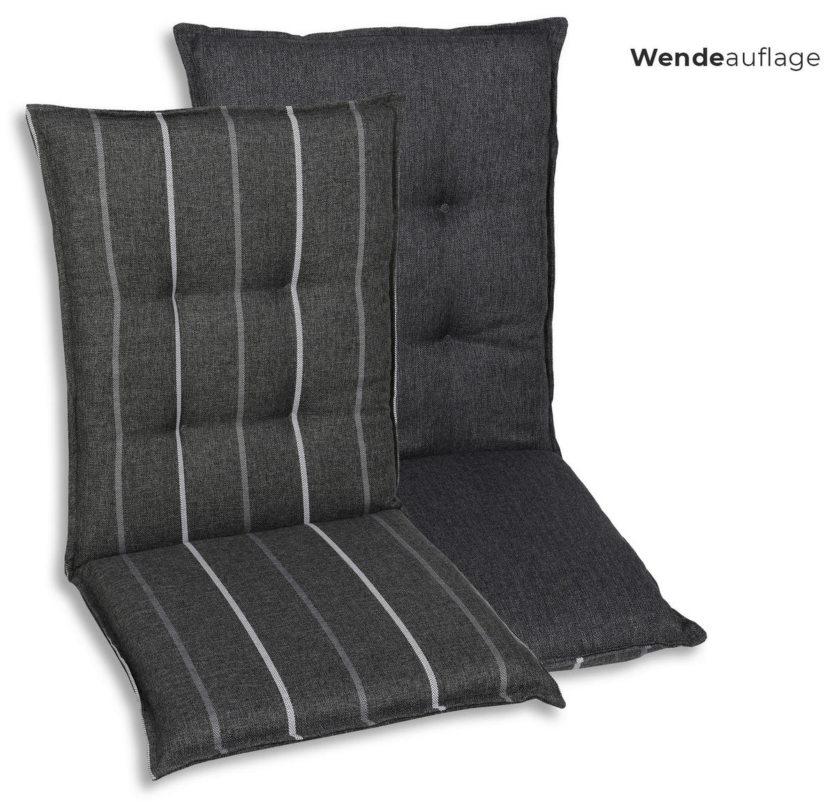 SESSELAUFLAGENSET Streifen  - Anthrazit, Basics, Textil (50/7/108cm)