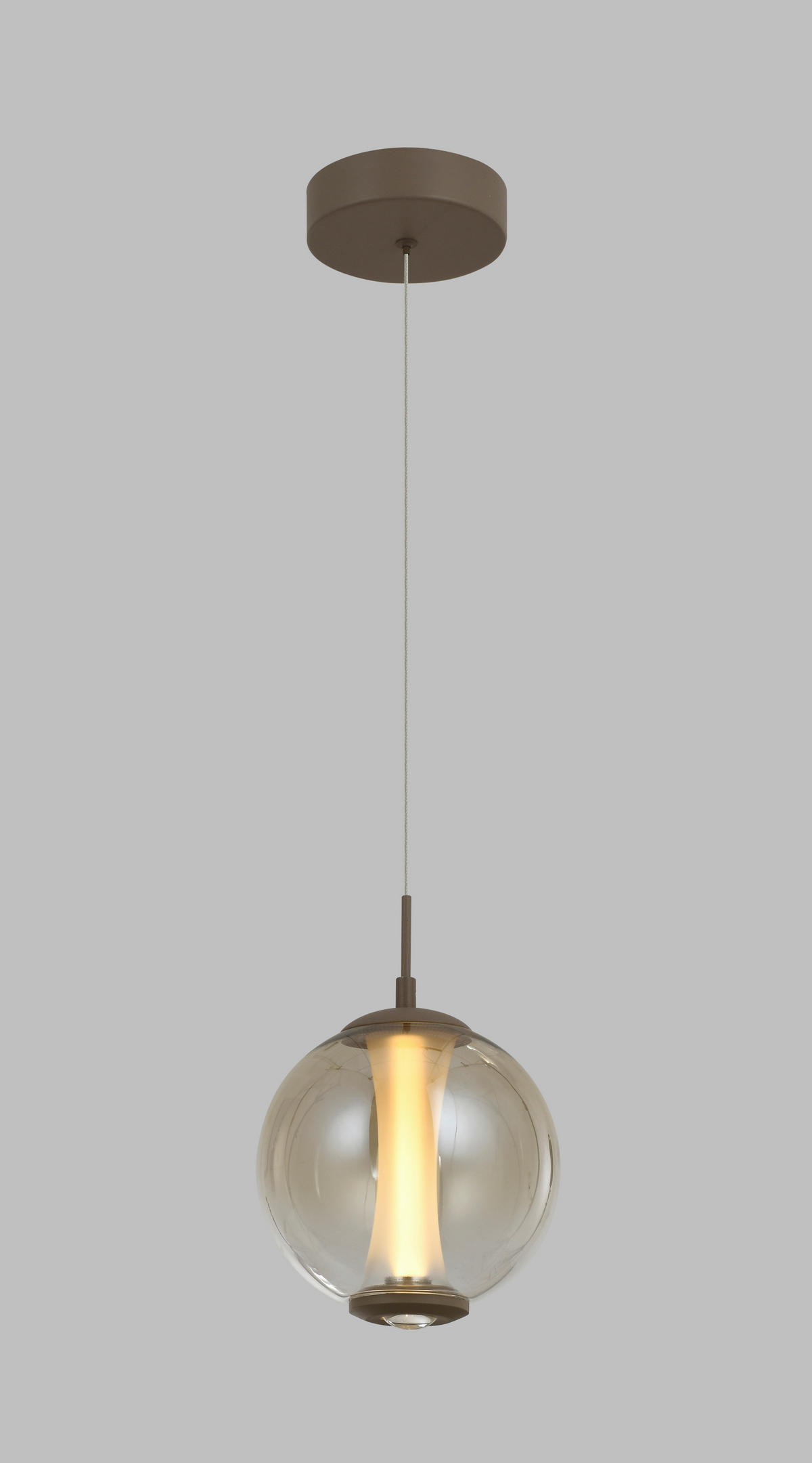ZÁVĚSNÉ LED SVÍTIDLO, 18/150/18 cm  - pískové barvy, Design, kov/sklo (18/150/18cm)