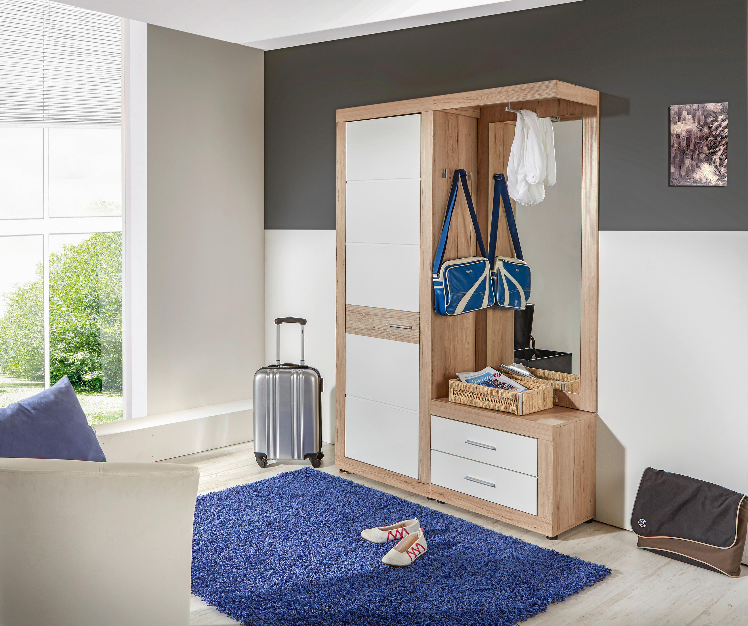 PREDSOBLJE  bijela, boje hrasta  - bijela/boje hrasta, Moderno, drvni materijal (130/197/36cm) - Modern Living