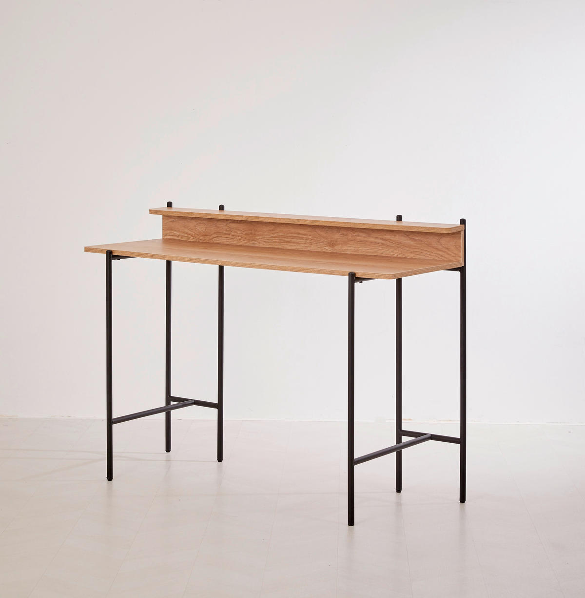 SCHREIBTISCH 120/46/85,5 cm  in Naturfarben, Schwarz  - Schwarz/Naturfarben, Design, Holzwerkstoff/Metall (120/46/85,5cm) - Livetastic