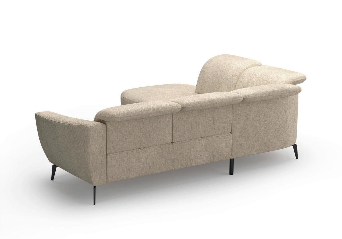 ECKSOFA in Chenille Sandfarben  267/300 cm  - Sandfarben/Schwarz, KONVENTIONELL, Textil/Metall (267/300cm) - Sit & More