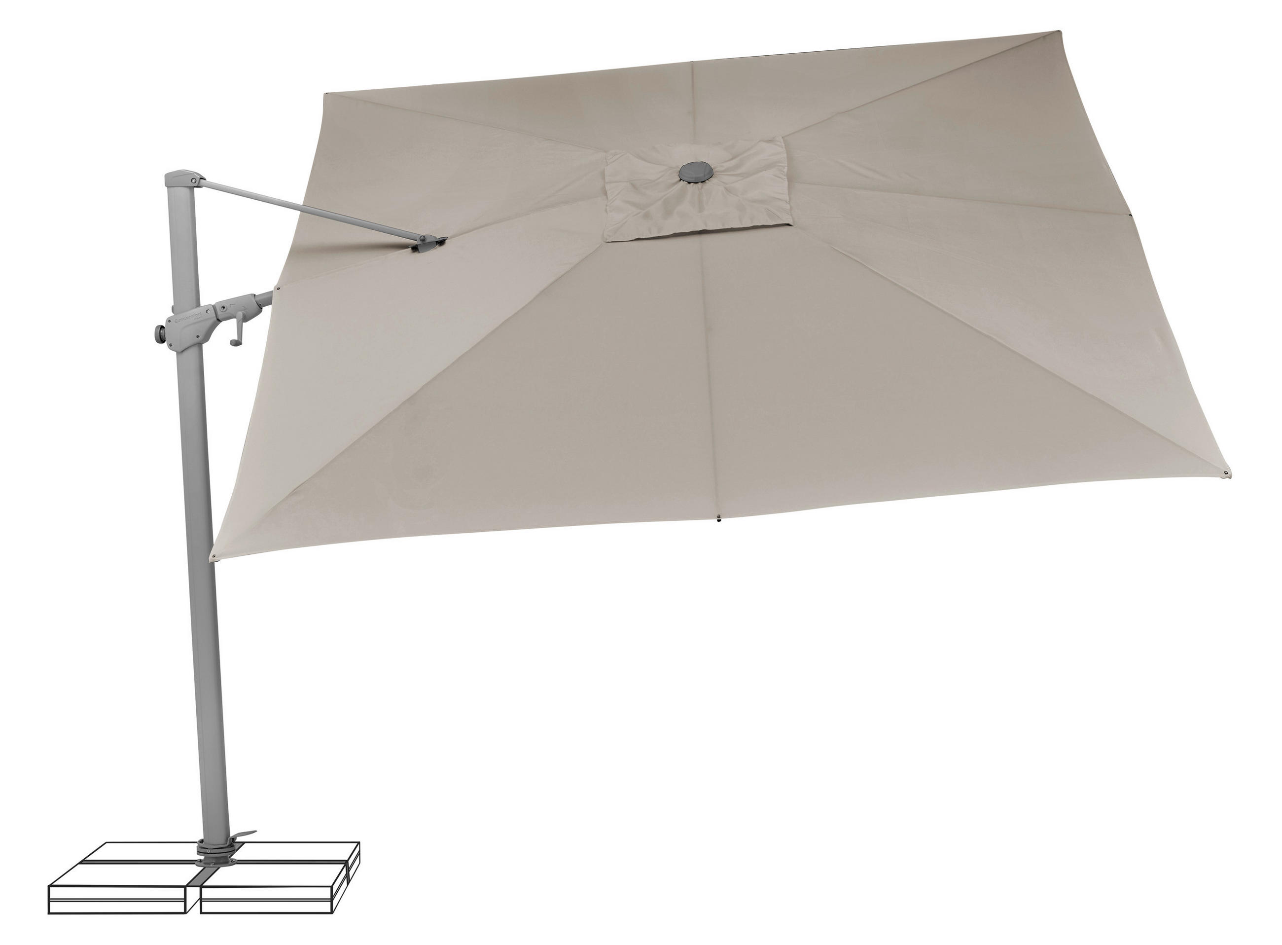 AMPELSCHIRM 300x300 cm Taupe  - Taupe/Silberfarben, KONVENTIONELL, Textil/Metall (300/300cm) - Suncomfort by Glatz