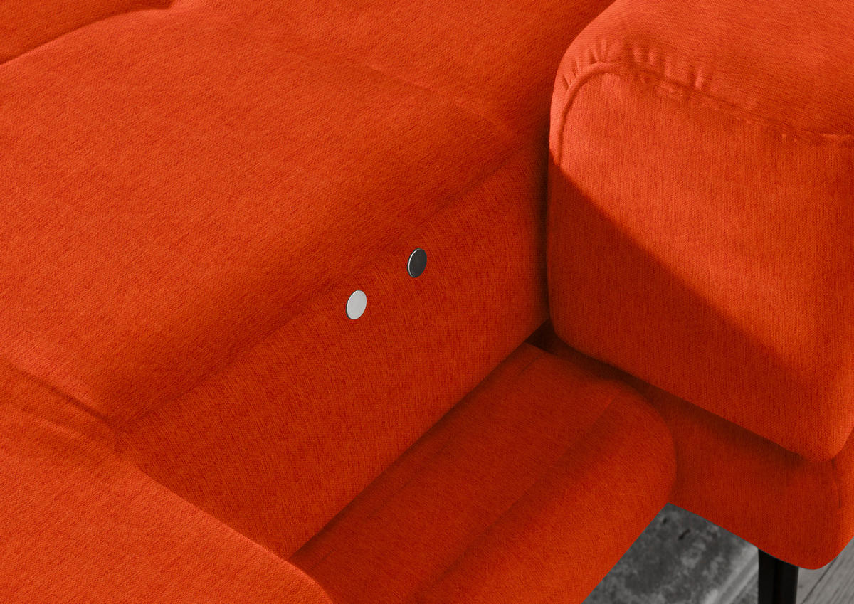 ECKSOFA in Flachgewebe Orange  - Schwarz/Orange, Design, Textil/Metall (309/190cm) - Beldomo Style