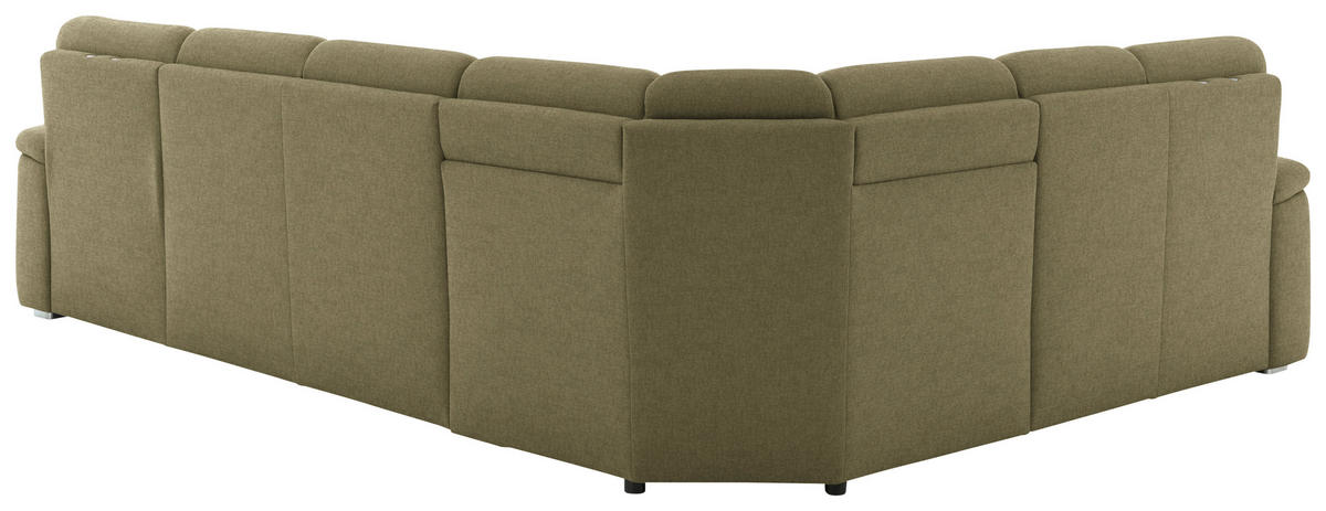 WOHNLANDSCHAFT  in Chenille Schilfgrün  - Schilfgrün/Alufarben, KONVENTIONELL, Holz/Textil (235/329/160cm) - Beldomo Comfort