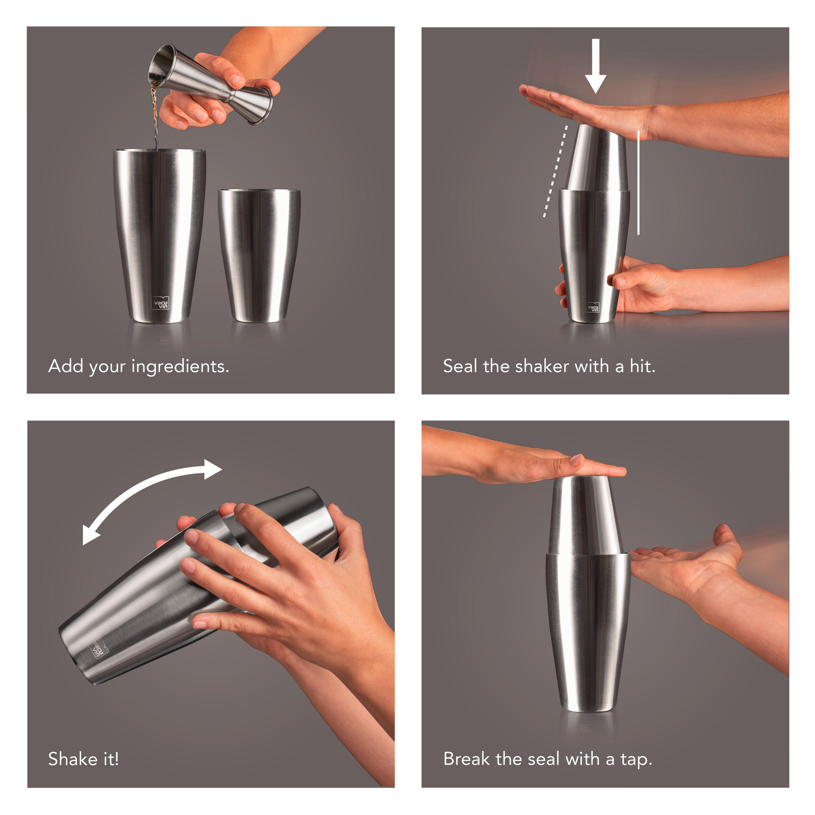 POSUDA ZA MIJEŠANJE KOKTELA Cocktail  - boje oplemenjenog čelika, Basics, metal (9.5/17.5/9.5cm) - Vacu Vin