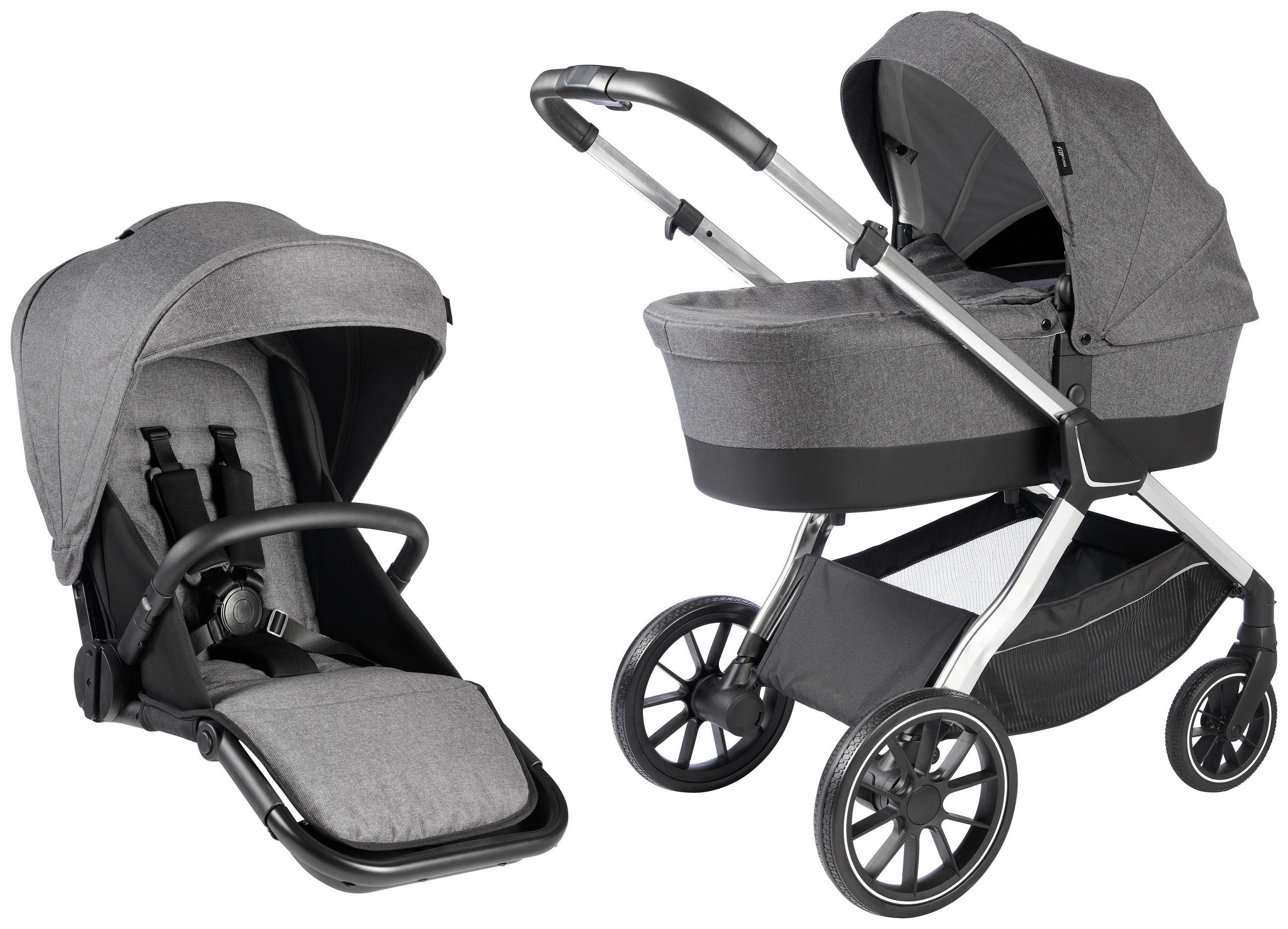 DEČJA KOLICA - SET  Nizza  - siva/srebrna, Trendi, tekstil/metal - My Baby Lou