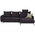 ECKSOFA in Flachgewebe Anthrazit  - Anthrazit/Schwarz, Design, Textil/Metall (273/180cm) - Hom`in