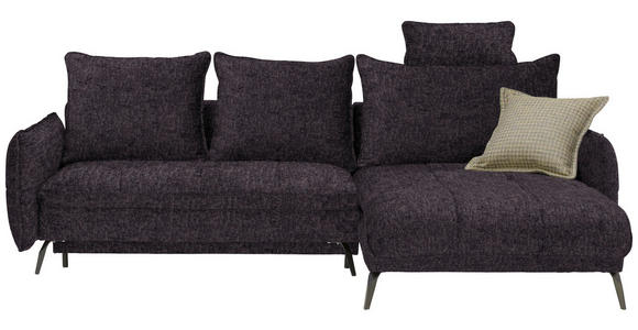 ECKSOFA in Flachgewebe Anthrazit  - Anthrazit/Schwarz, Design, Textil/Metall (273/180cm) - Hom`in