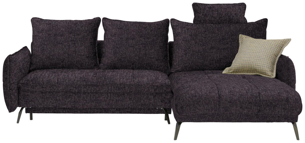 ECKSOFA in Flachgewebe Anthrazit  - Anthrazit/Schwarz, Design, Textil/Metall (273/180cm) - Hom`in