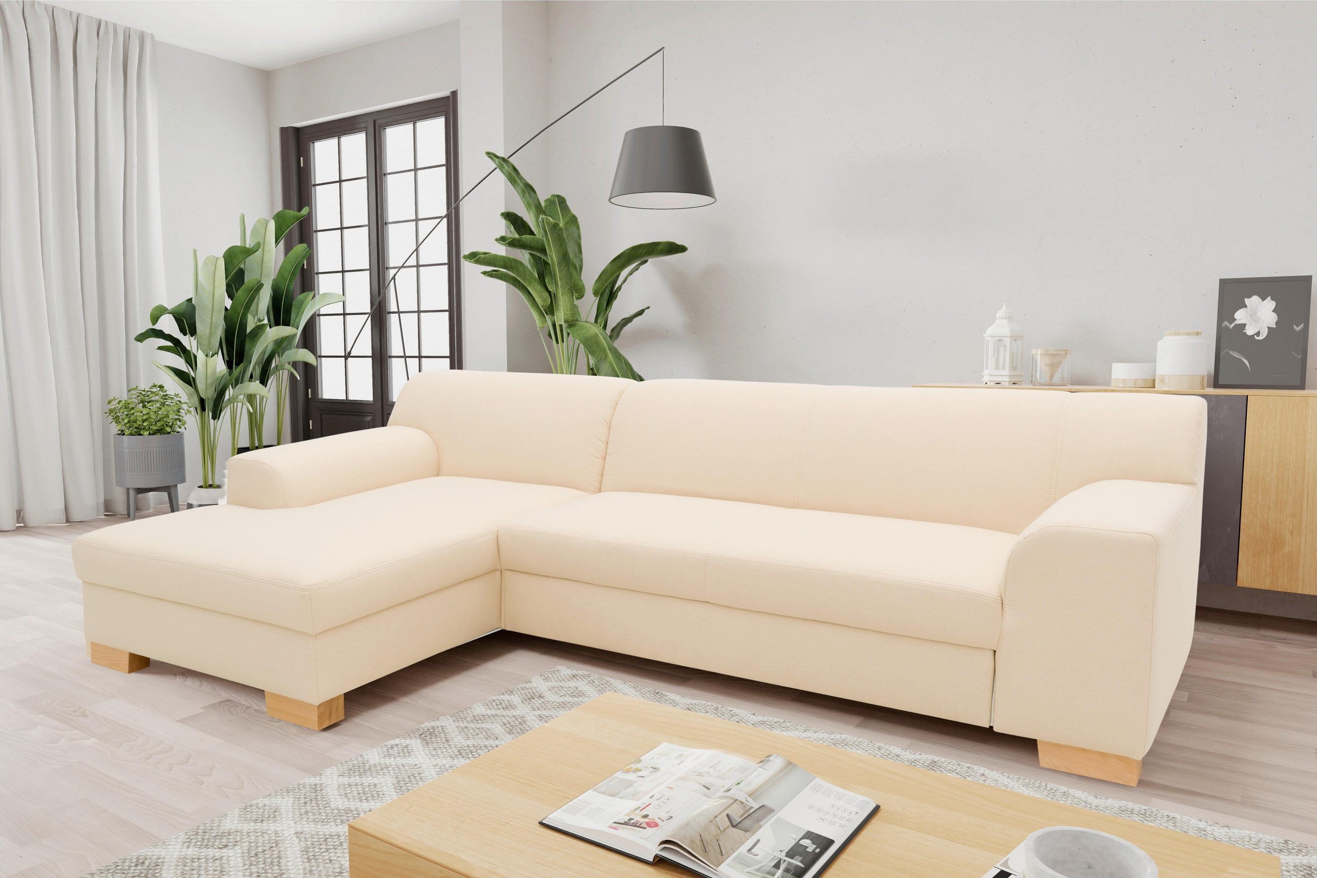 ECKSOFA TINOS Beige Webstoff  - Beige, Basics, Textil (273/157cm) - MID.YOU