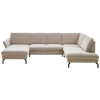 WOHNLANDSCHAFT in Velours Graubraun  - Graubraun/Schwarz, Design, Textil/Metall (179/335/220cm) - Beldomo System
