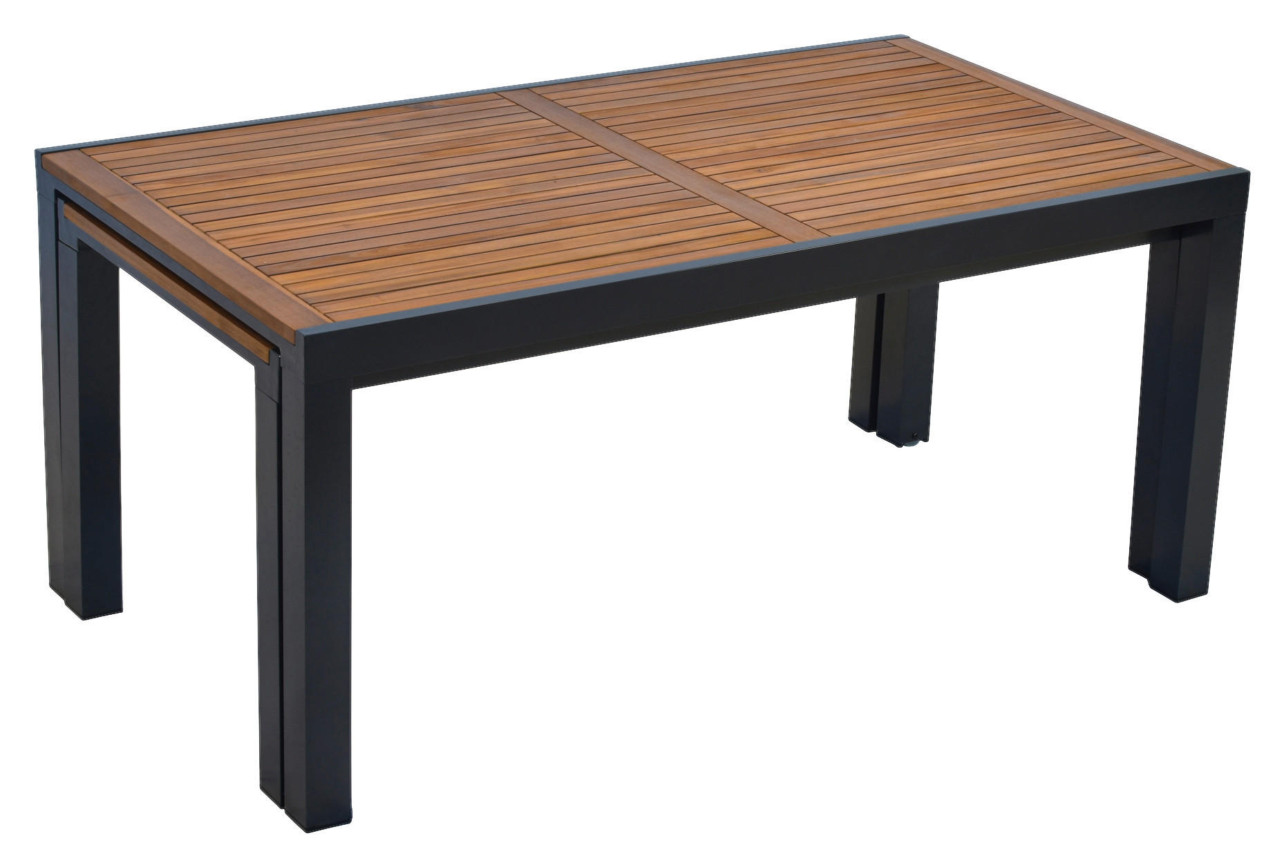 GARTENTISCH Holz, Metall Graphitfarben, Naturfarben rechteckig  - Graphitfarben/Naturfarben, MODERN, Holz/Metall (180-300/100/80cm) - Gardenson