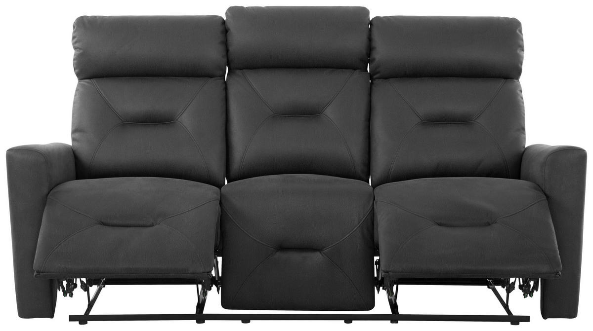 SITZGARNITUR Mikrofaser Grau  - Schwarz/Grau, Design, Textil/Metall - Livetastic