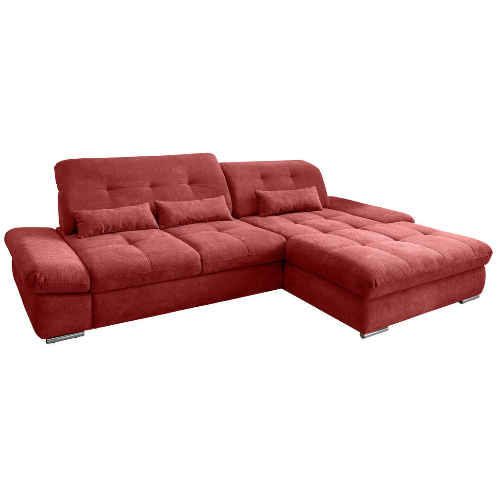Thumbnail - Livetastic Ecksofa Dalida, Rot, Textil, Uni, 4-Sitzer, Füllung: Schaumstoff, Ottomane rechts, L-Form, 300x196 cm, Made i...
