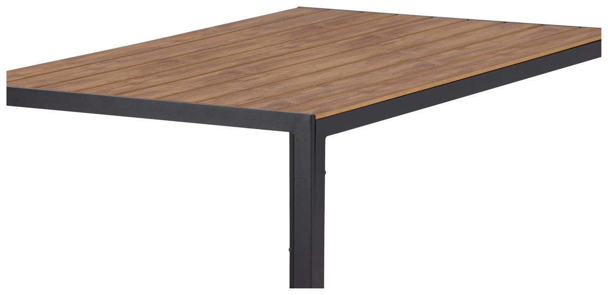 GARTENTISCH 150/90/75 cm Metall, Kunststoff rechteckig  - Schwarz/Naturfarben, KONVENTIONELL, Kunststoff/Metall (150/90/75cm) - Gardenson