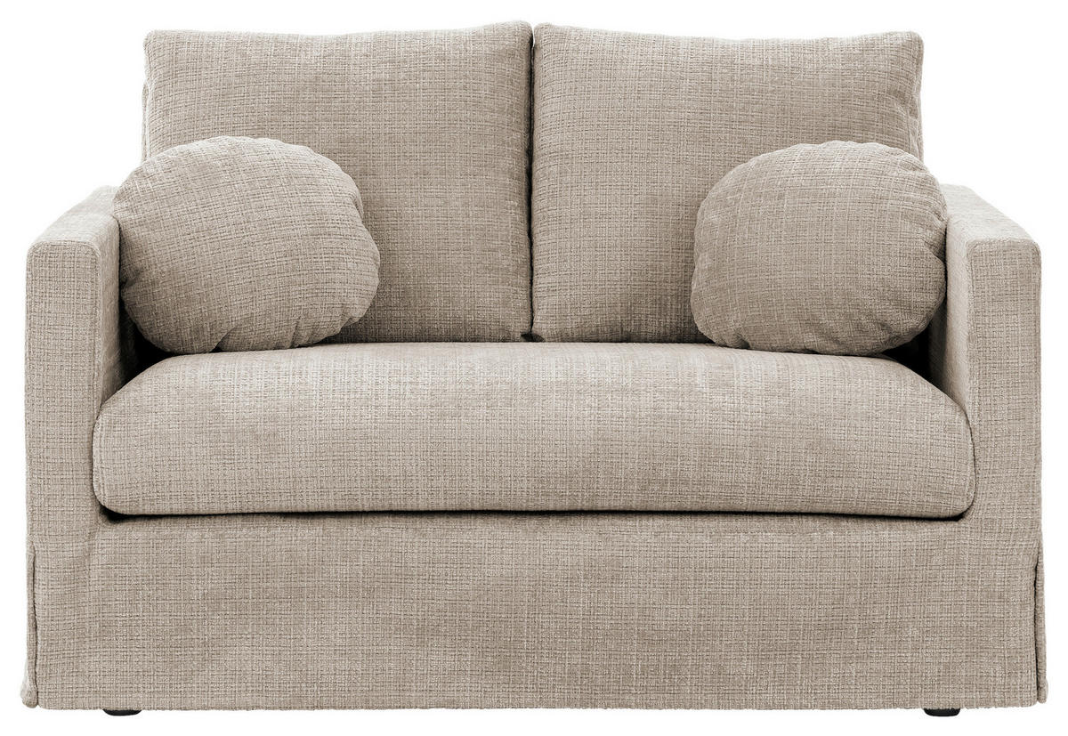 2-SITZER-SOFA PAPHOS in Chenille Beige  - Beige/Schwarz, Design, Kunststoff/Textil (140/89/95cm) - P & B