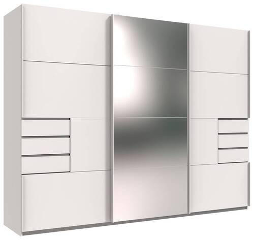 SCHWEBETÜRENSCHRANK 270/210/64 cm 3-türig Klar, Weiß  - Klar/Weiß, KONVENTIONELL, Glas/Holzwerkstoff (270/210/64cm) - MID.YOU