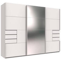 SCHWEBETÜRENSCHRANK 270/210/64 cm 3-türig Weiß, Klar  - Klar/Weiß, KONVENTIONELL, Glas/Holzwerkstoff (270/210/64cm) - MID.YOU