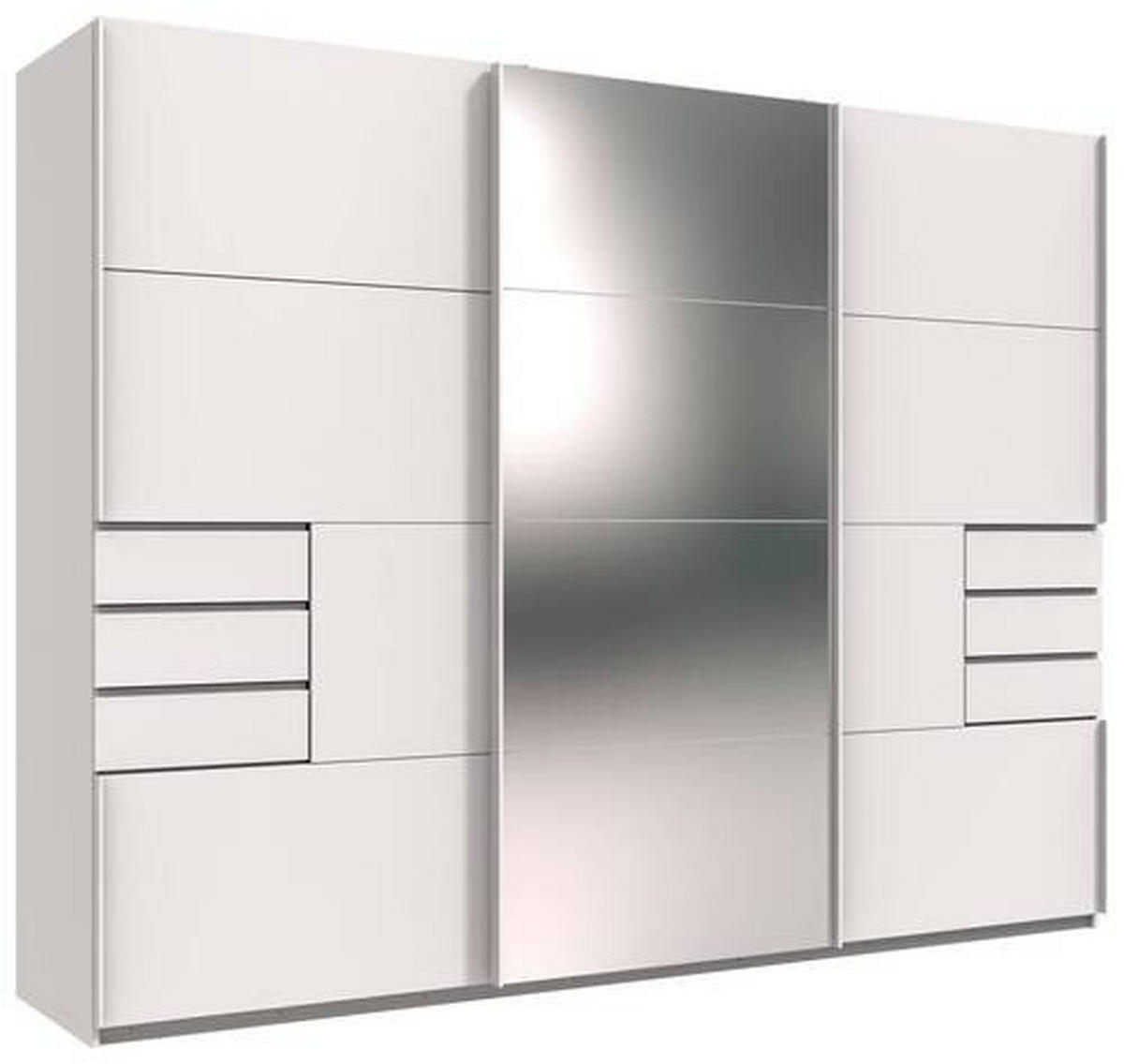 GARDEROB MED SKJUTDÖRRAR 270/208/64 cm 3-dörrar - vit/silver, Klassisk, metall/trämaterial (270/208/64cm) - Carryhome
