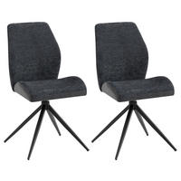 STUHL-SET 2 Stück  in Stahl Mikrofaser, Bouclé Metall, Textil  - Anthrazit/Schwarz, MODERN, Textil/Metall (46/87/55cm) - MID.YOU
