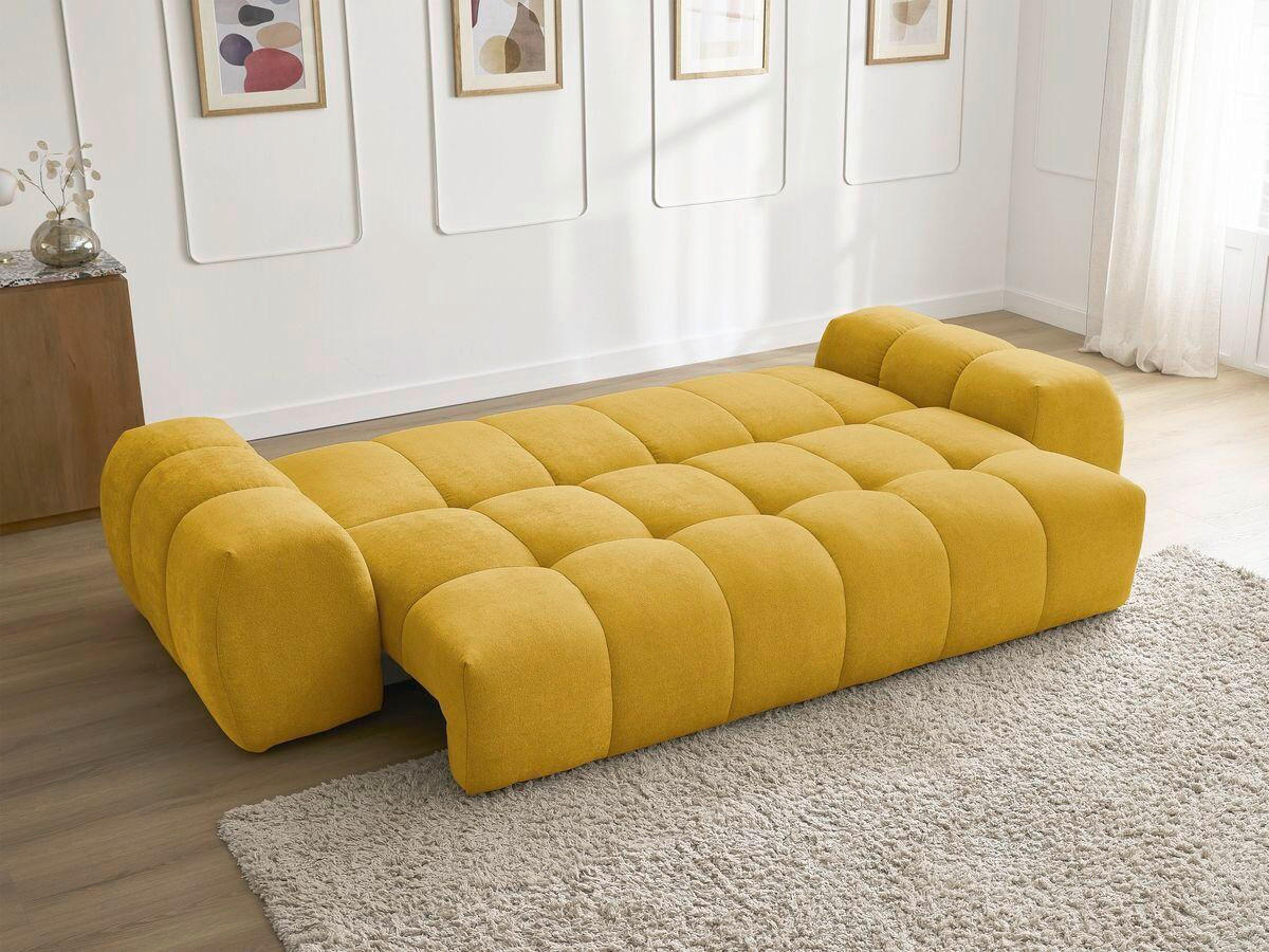 SCHLAFSOFA EVEREST  mit Rücken echt, Armteil links, Armteil rechts Struktur Gelb  - Gelb/Schwarz, MODERN, Kunststoff/Textil (278/115/90cm)