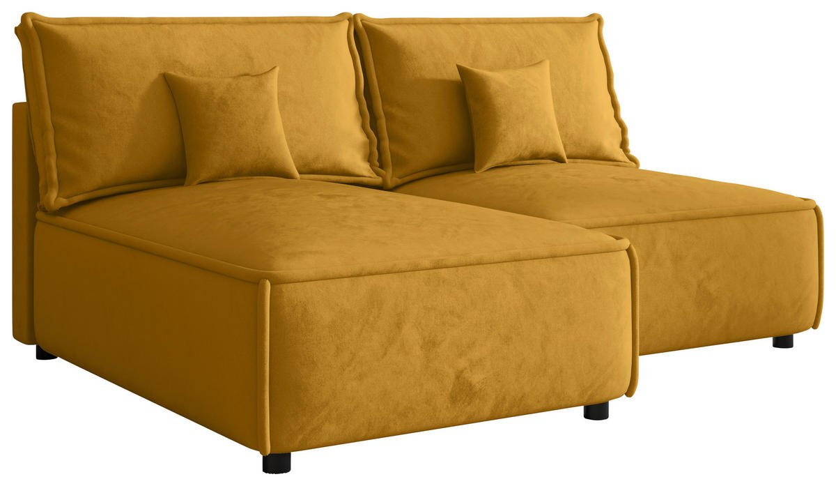 ECKSOFA Senfgelb Webstoff Zierkissen, Rückenkissen, Rücken echt  - Senfgelb/Schwarz, MODERN, Kunststoff/Textil (153/200cm) - Xora