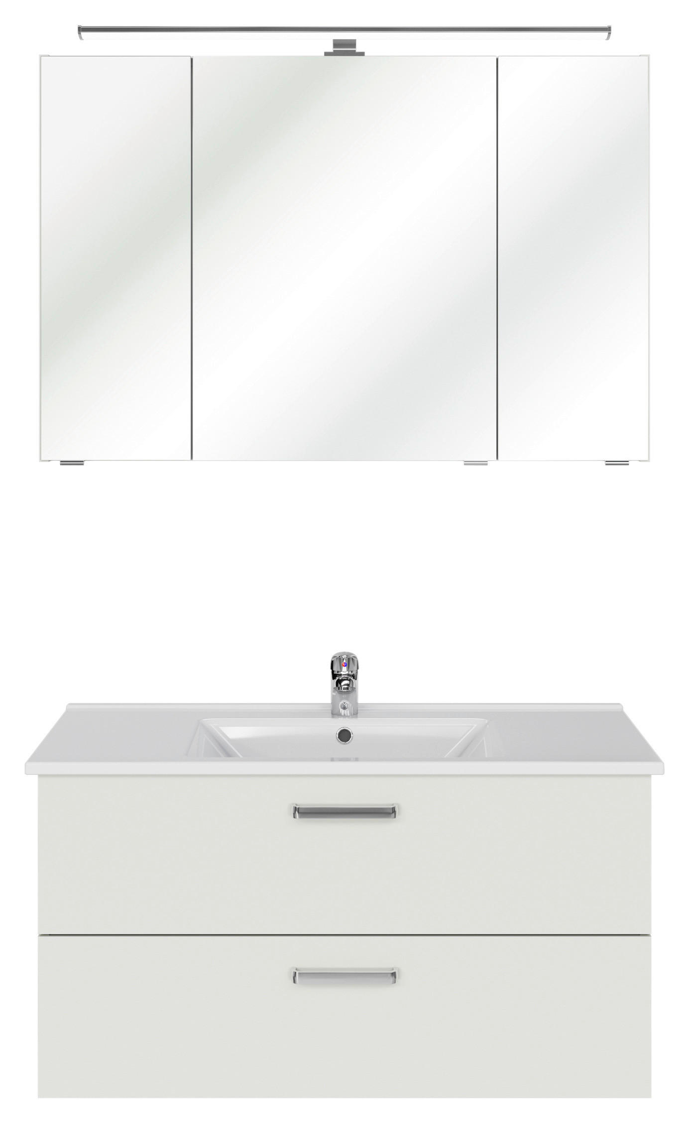 FÜRDŐSZOBABÚTOR - krómszínű/fehér, Design, faalapú anyag/üveg (100cm) - Xora