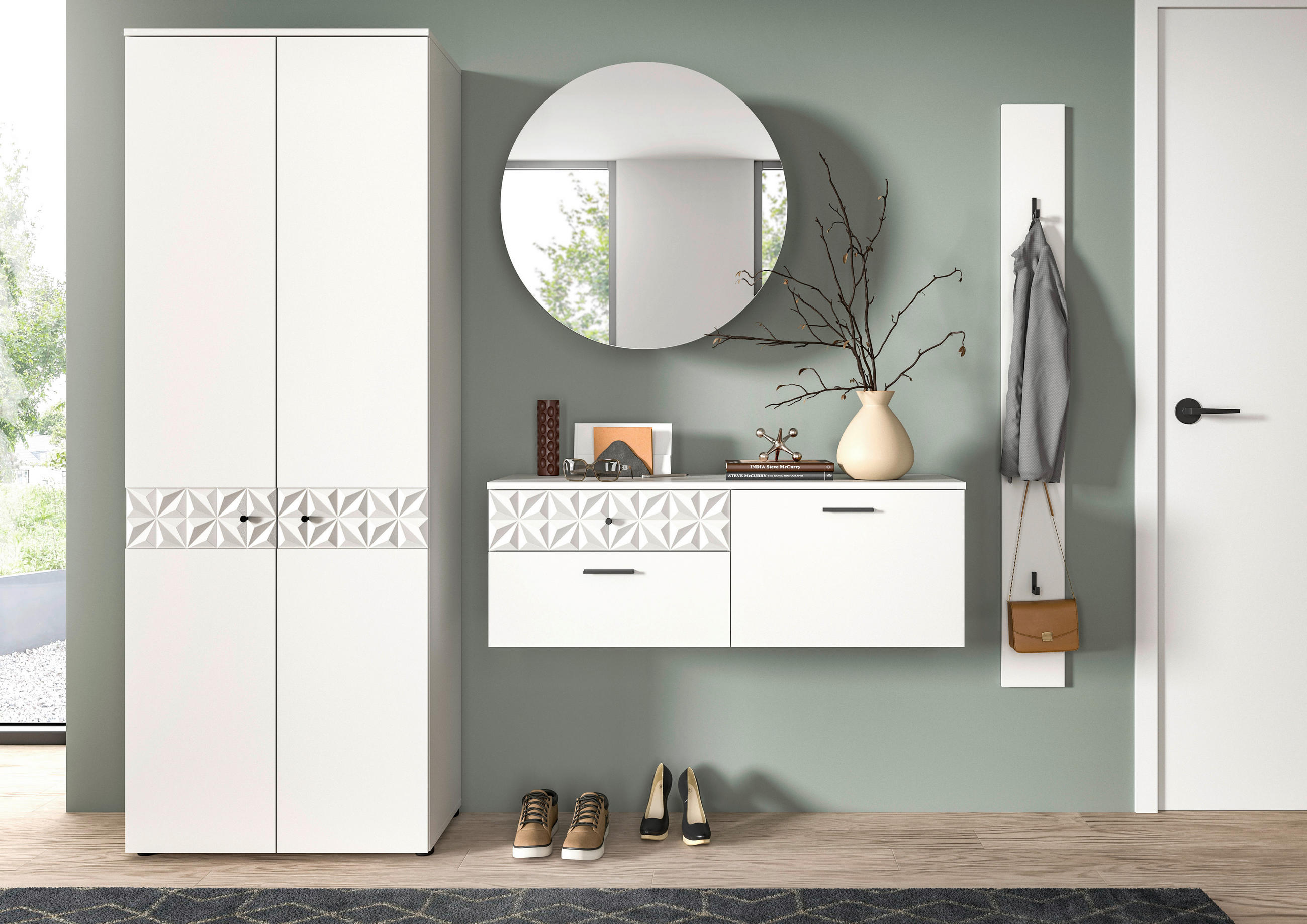 GARDEROBE 4-teilig  in 226/192/34 cm  - Design, Glas/Holzwerkstoff (226/192/34cm) - MID.YOU