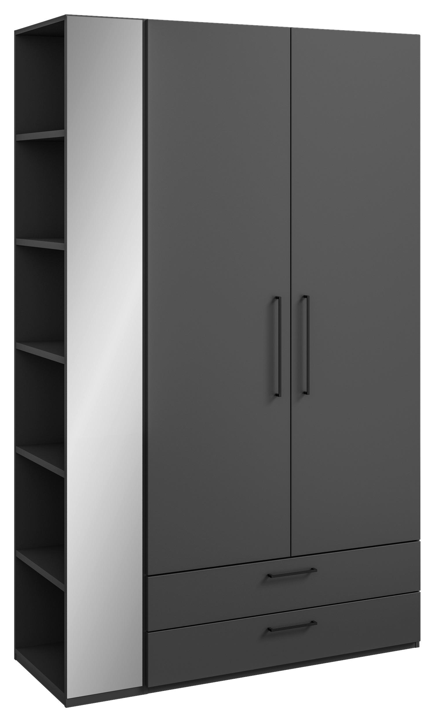 KLEIDERSCHRANK 2-türig Graphitfarben  - Anthrazit/Graphitfarben, Design, Holzwerkstoff/Metall (126,3/213,6/59,3cm) - Cantus