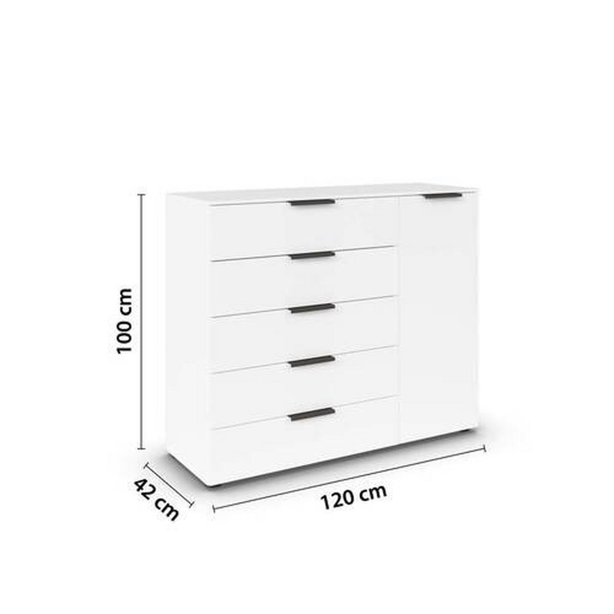 KOMMODE 120/100/42 cm Graphitfarben, Weiss  - Weiss/Graphitfarben, Modern, Holzwerkstoff/Kunststoff (120/100/42cm) - Rauch Möbel