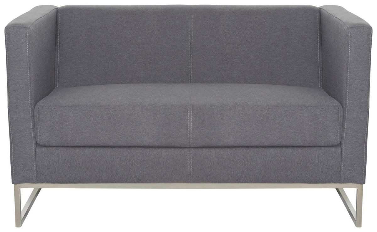 2-SITS SOFFA i textil mörkgrå  - mörkgrå/silver, Modern, metall/textil (122/71/72cm) - MID.YOU