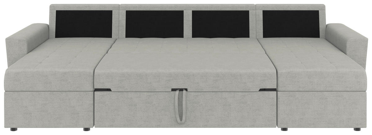 WOHNLANDSCHAFT TERMOLI Hellgrau Jacquard  - Hellgrau/Schwarz, Design, Kunststoff/Textil (155/296/155cm) - MID.YOU