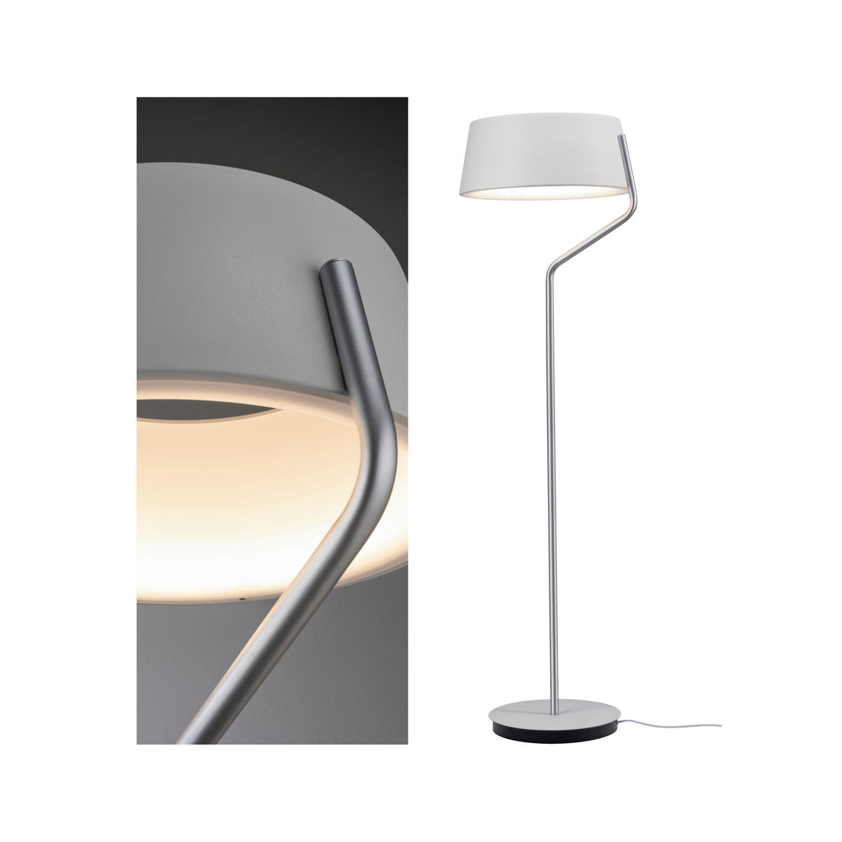 LED-STEHLEUCHTE 44,8/148 cm    - Chromfarben/Weiß, Design, Metall (44,8/148cm) - Paulmann