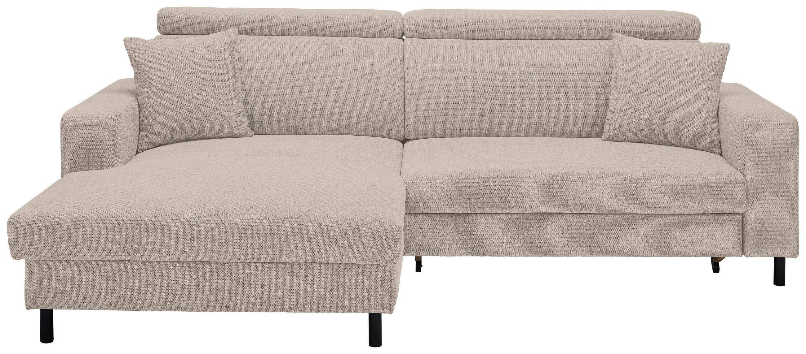 ECKSOFA in Flachgewebe Taupe  166/262 cm  - Taupe/Schwarz, Design, Textil/Metall (166/262cm) - Xora