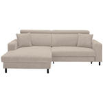 ECKSOFA in Flachgewebe Taupe  166/262 cm  - Taupe/Schwarz, Design, Textil/Metall (166/262cm) - Xora