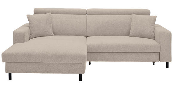 ECKSOFA in Flachgewebe Taupe 166/262 cm - Taupe/Schwarz, Design, Textil/Metall (166/262cm) - Xora