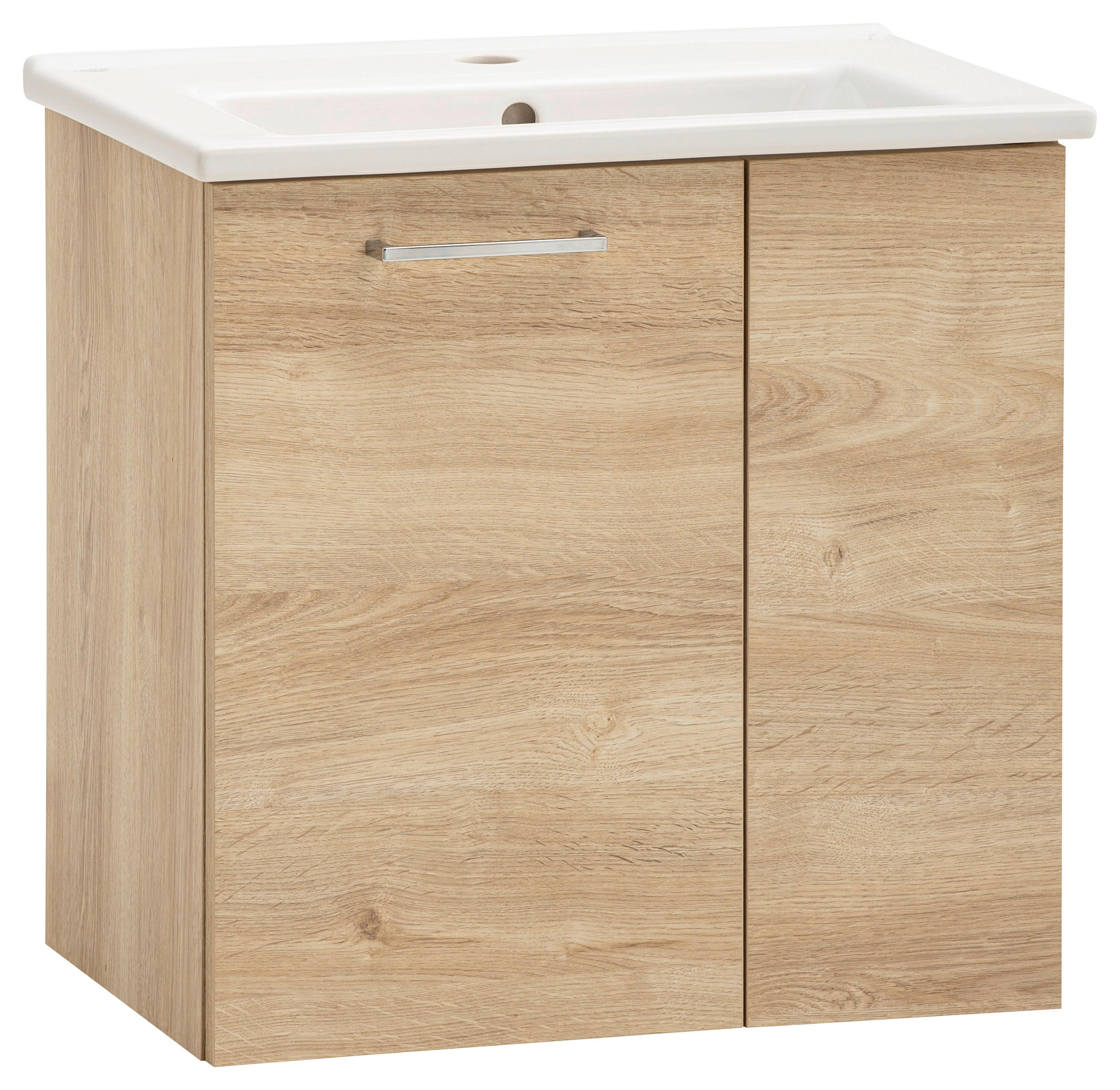 WASCHTISCHKOMBI  - Chromfarben/Eichefarben, MODERN, Keramik/Holzwerkstoff (55/53,8/36,5cm) - Stylife